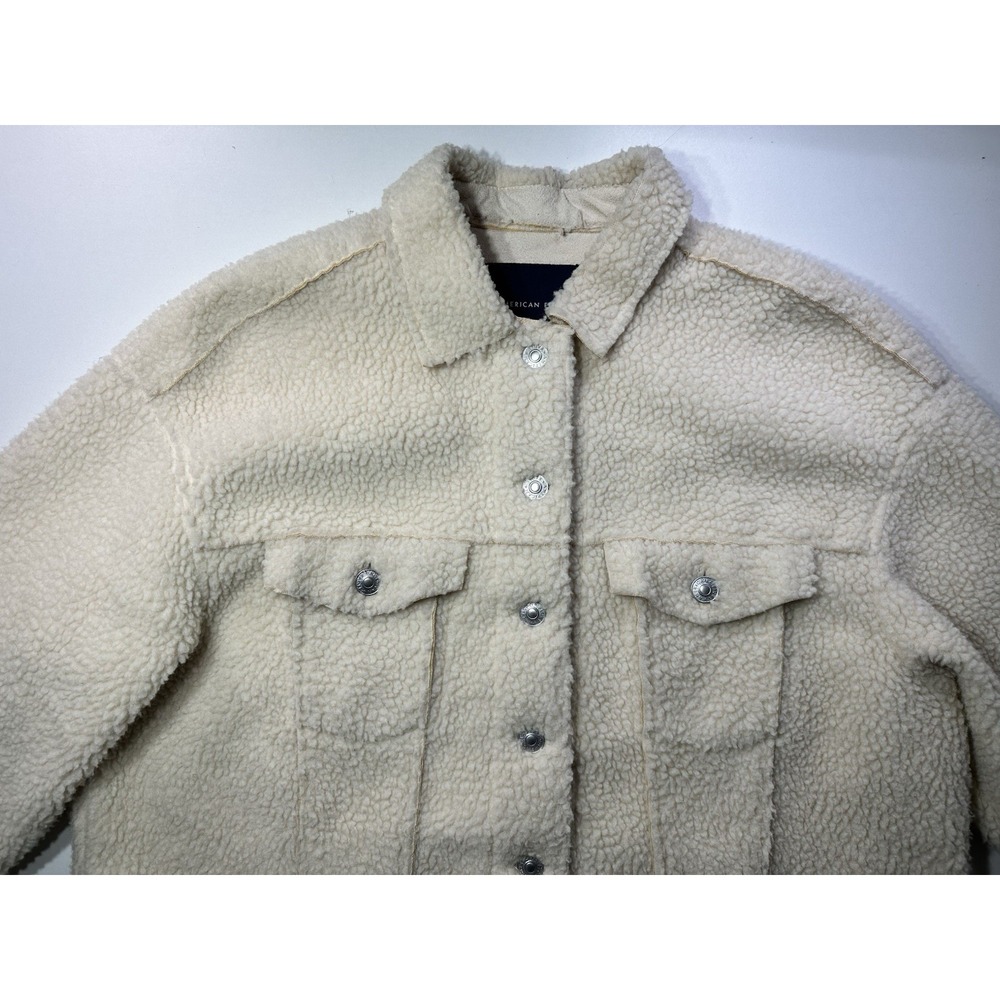 American Eagle Outfitters‎ Lined Faux Sherpa Trucker Jacket Size Large - Picture 4 of 12